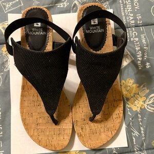White Mountain Black and Tan Women's Sandals